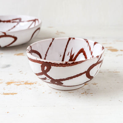 Hand Painted Serving Bowl - Brown