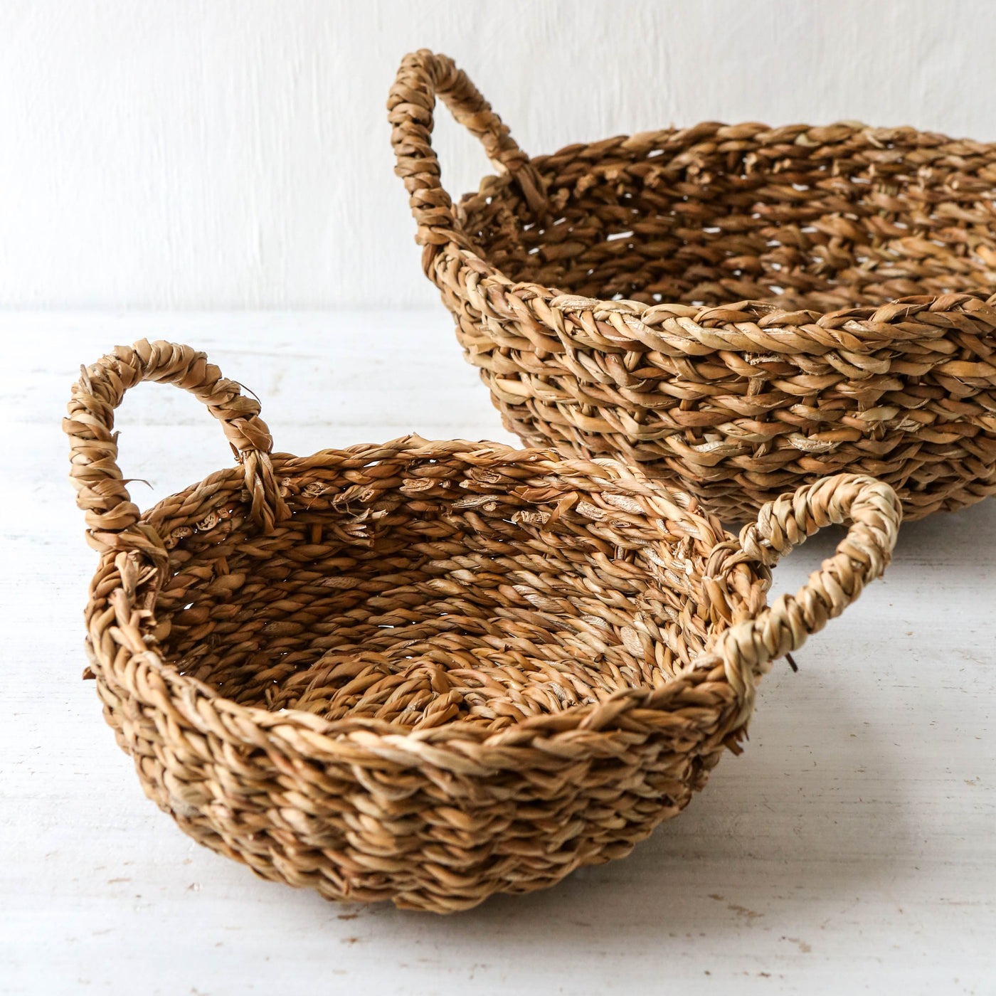 Bowl Shaped Holga Basket with Handles - Set of Two