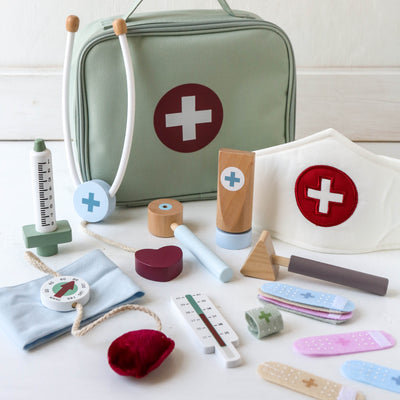 Wooden Toy Doctor's Bag Playset