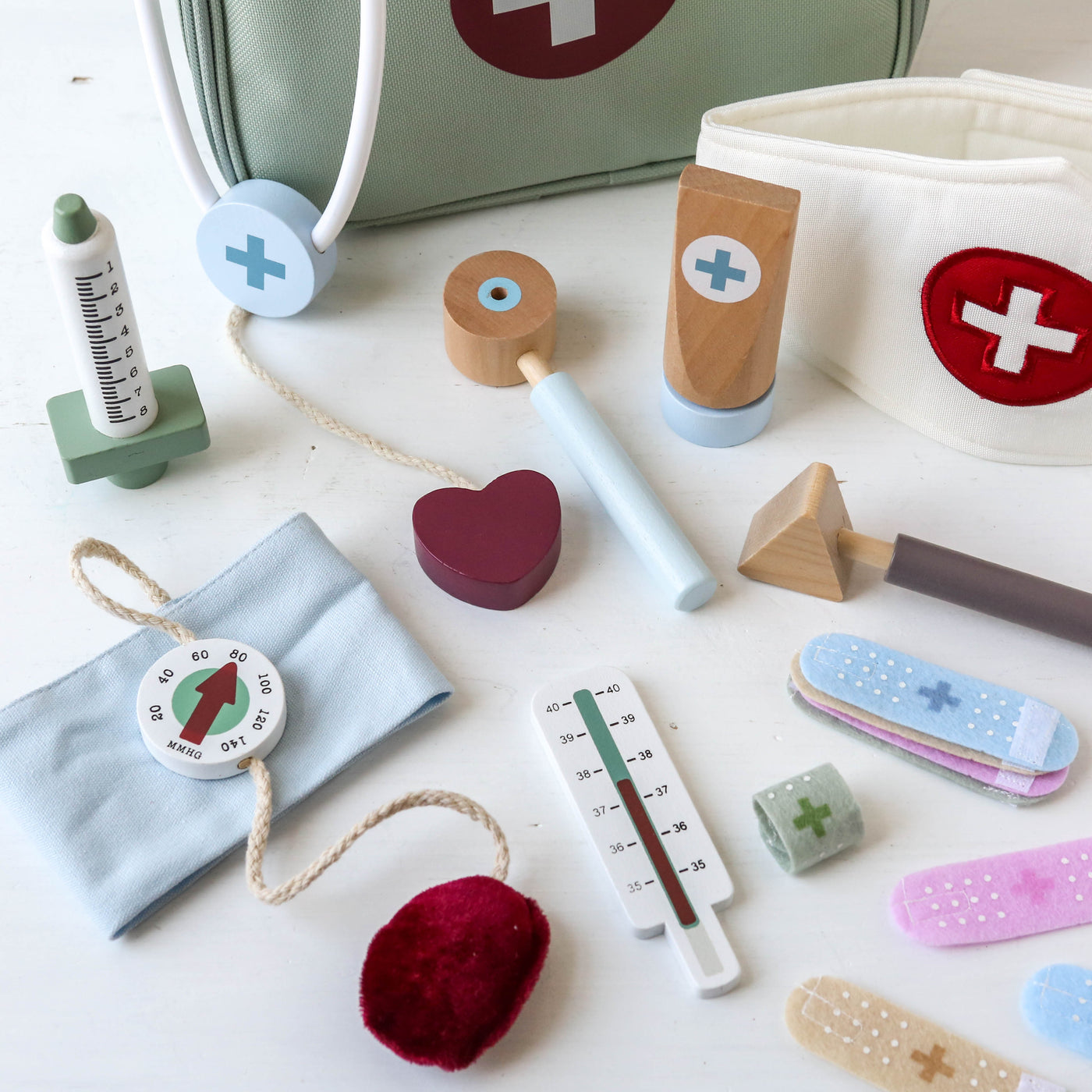 Wooden Toy Doctor's Bag Playset