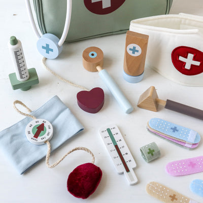 Wooden Toy Doctor's Bag Playset
