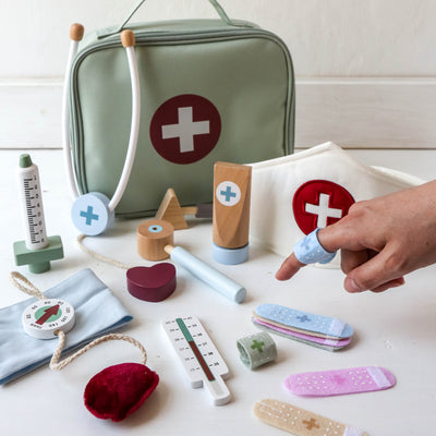 Wooden Toy Doctor's Bag Playset