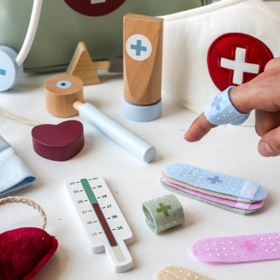 Wooden Toy Doctor's Bag Playset
