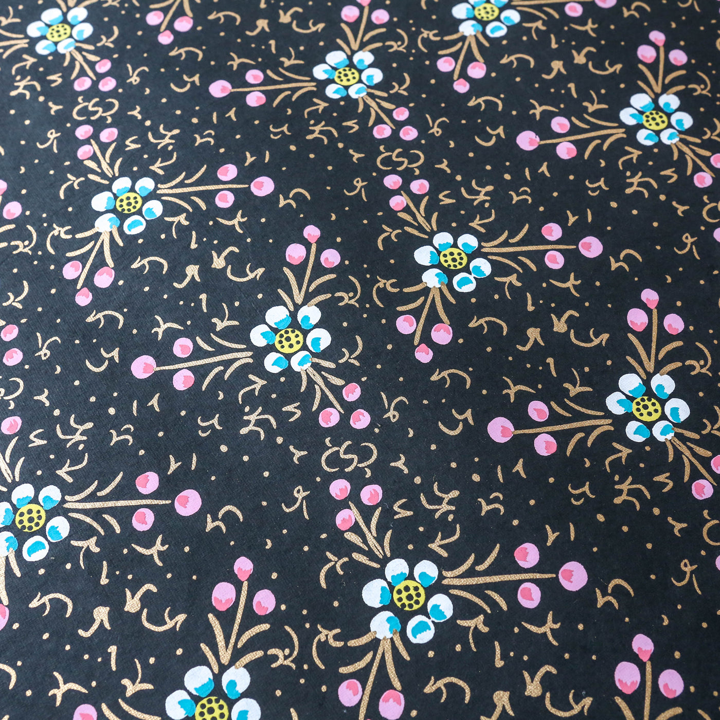 Cotton Paper Wrap - Black Floral