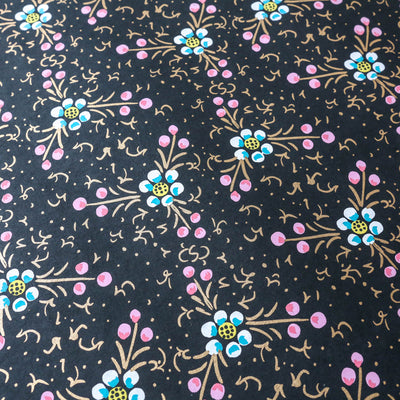 Cotton Paper Wrap - Black Floral