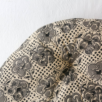 Round Chair Pad - Grey Flowers