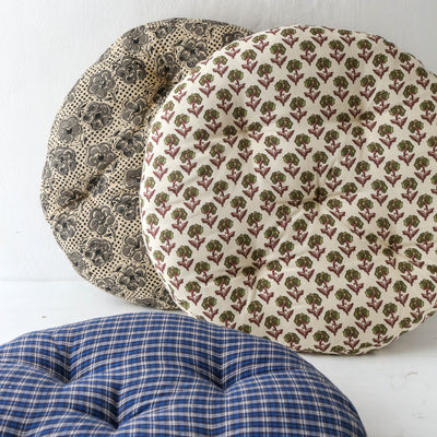 Round Chair Pad - Green Flowers