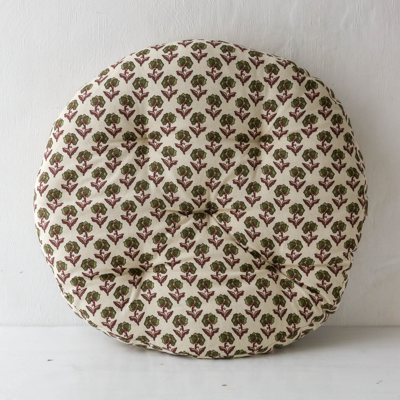 Round Chair Pad - Green Flowers
