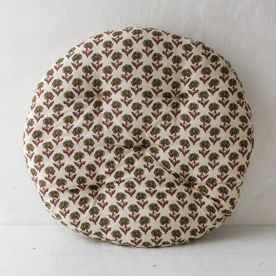 Round Chair Pad - Green Flowers