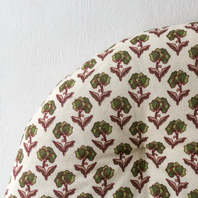 Round Chair Pad - Green Flowers