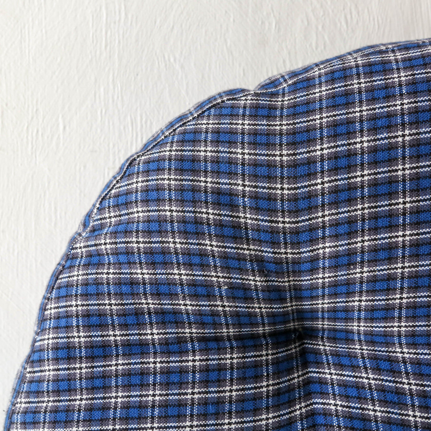 Round Checked Woven Chair Pad - Blue