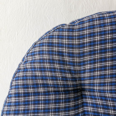 Round Checked Woven Chair Pad - Blue