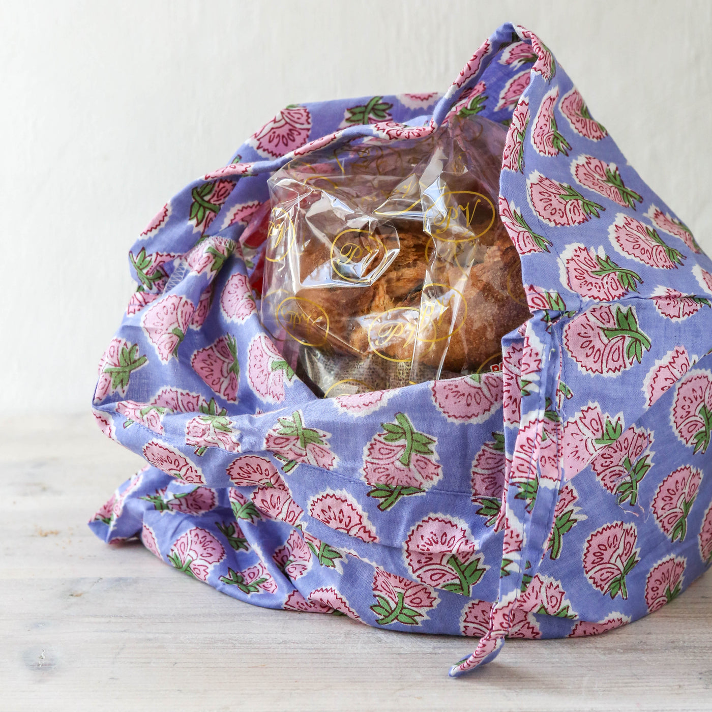 Traditional Italian Panettone in a Fabric Bag