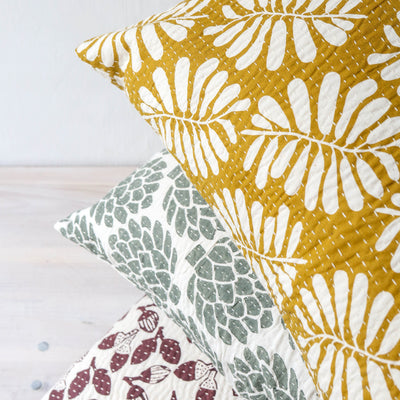 Cotton Cushion Cover - Leaf