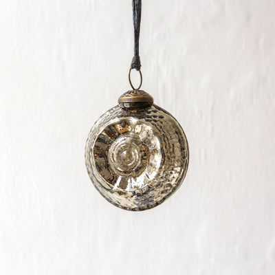 8cm Abitha Antique Gold & Grey Bauble
