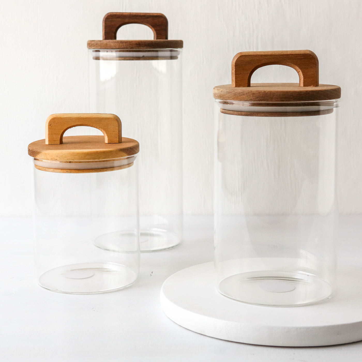 Glass Storage Jar With Acacia Wood Lid