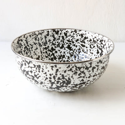 Set of Three Splatter Enamel Bowls with Lids