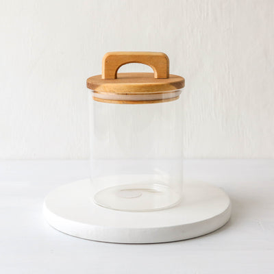 Glass Storage Jar With Acacia Wood Lid