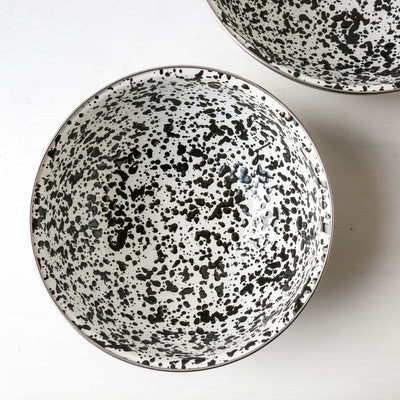 Set of Three Splatter Enamel Bowls with Lids