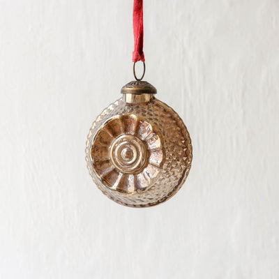 8cm Abitha Antique Gold & Grey Bauble