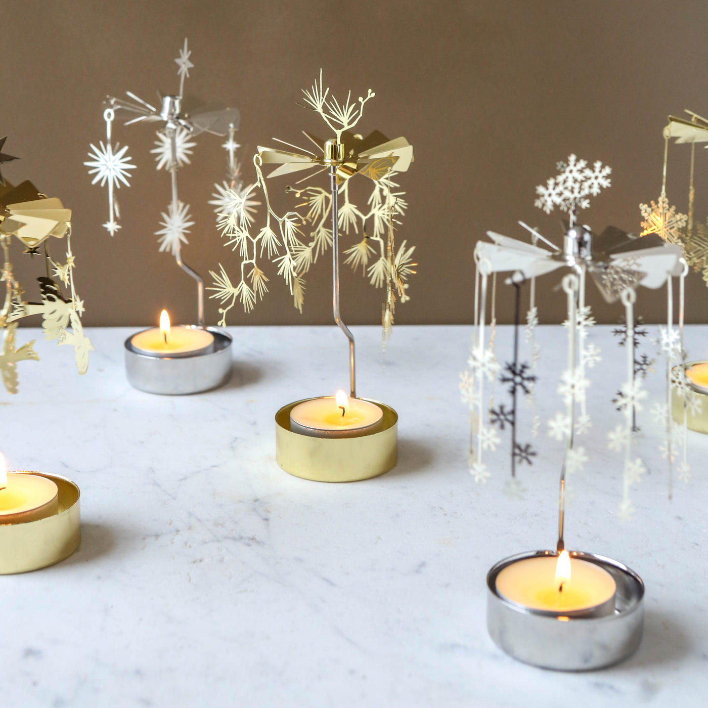 Anglaspel Candle Holder - Silver Snowflakes
