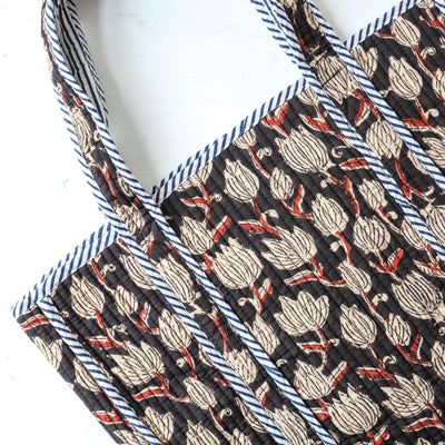 Quilted Cotton Shoulder Tote