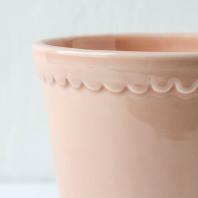 16cm Glazed Helena Plant Pot & Saucer - Quartz Rose