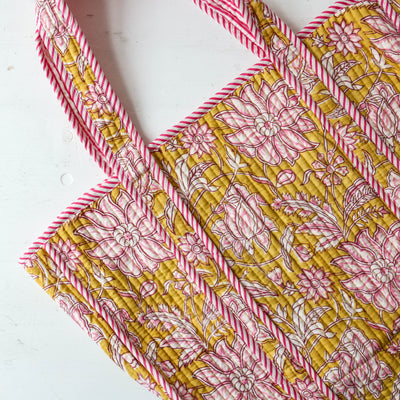 Quilted Cotton Shoulder Tote