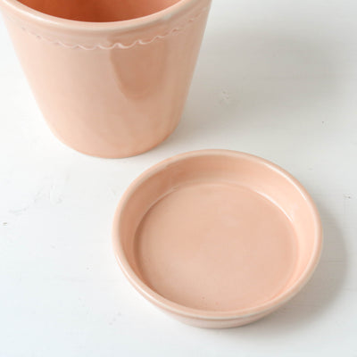 16cm Glazed Helena Plant Pot & Saucer - Quartz Rose