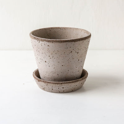 12cm Julie Plant Pot & Saucer - Grey