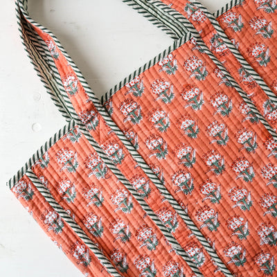 Quilted Cotton Shoulder Tote