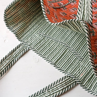 Quilted Cotton Shoulder Tote