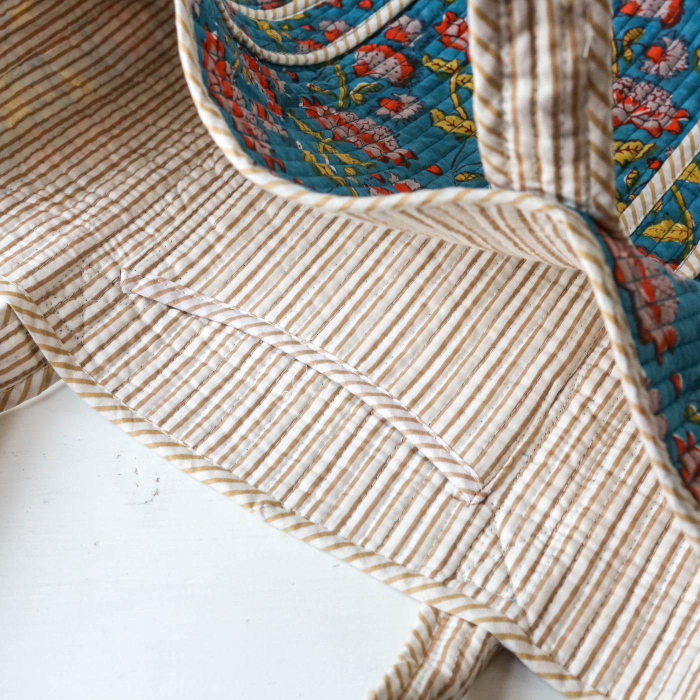 Quilted Cotton Shoulder Tote