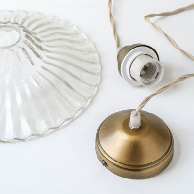 Glass Pendant Lamp 'Gunilla' - Antique Brass