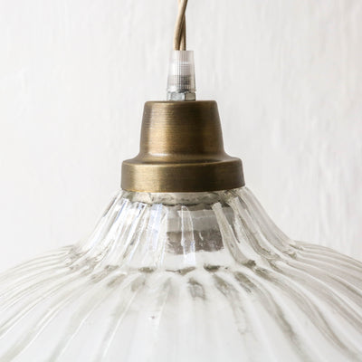 Glass Pendant Lamp 'Gunilla' - Antique Brass