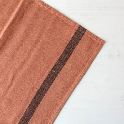 Linen Cotton Stripe Tea Towel - Mocca
