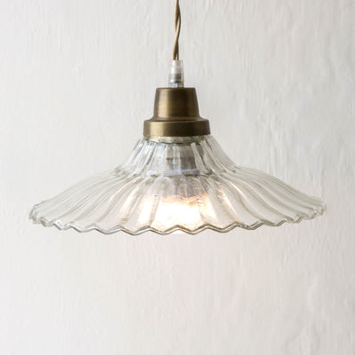 Glass Pendant Lamp 'Gunilla' - Antique Brass