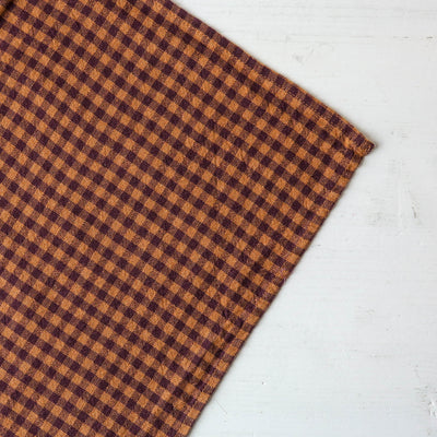 Washed Linen Cotton Gingham Check Tea Towel - Fig