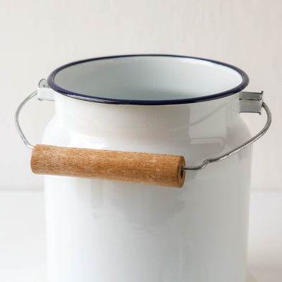 Enamel Compost Caddy - White & Blue