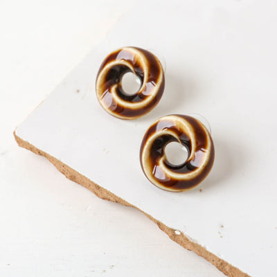 Kururi Ceramic Stud Earrings - Bark
