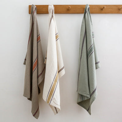 Striped Cotton Kitchen Towel - Sage