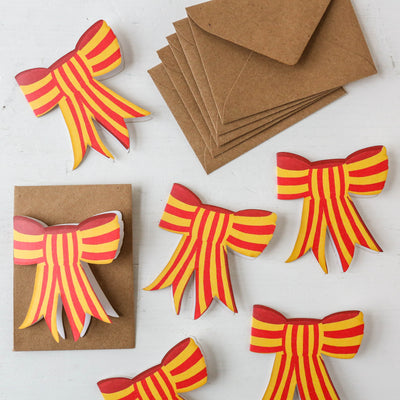 Stripy Bow Mini Cards - Box of 6