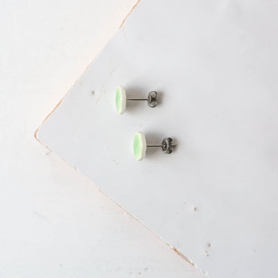 Glazed Heptagon Tile Stud Earrings - Meadow