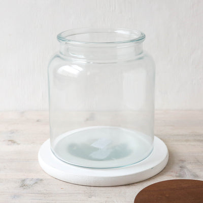 Glass Storage Jar With Wooden Lid - Medium