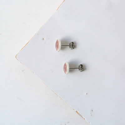 Glazed Heptagon Tile Stud Earrings - Bark
