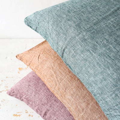 SALE Linen Chambray Cushion Cover - Aubergine