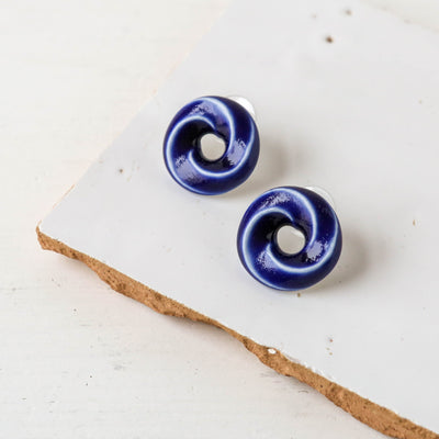 Kururi Ceramic Stud Earrings - Blue
