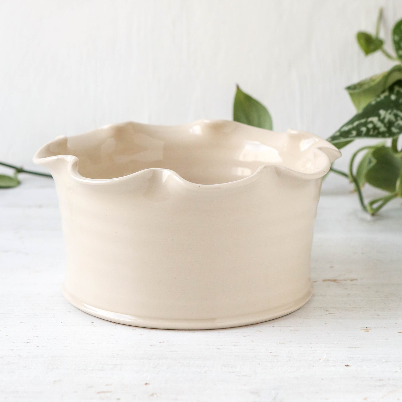 Frilly Bowl or Plant Pot - Glazed Stoneware