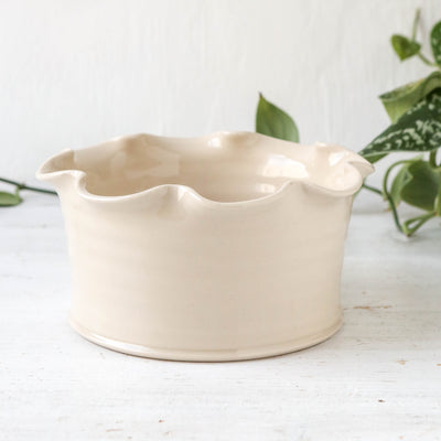 Frilly Bowl or Plant Pot - Glazed Stoneware