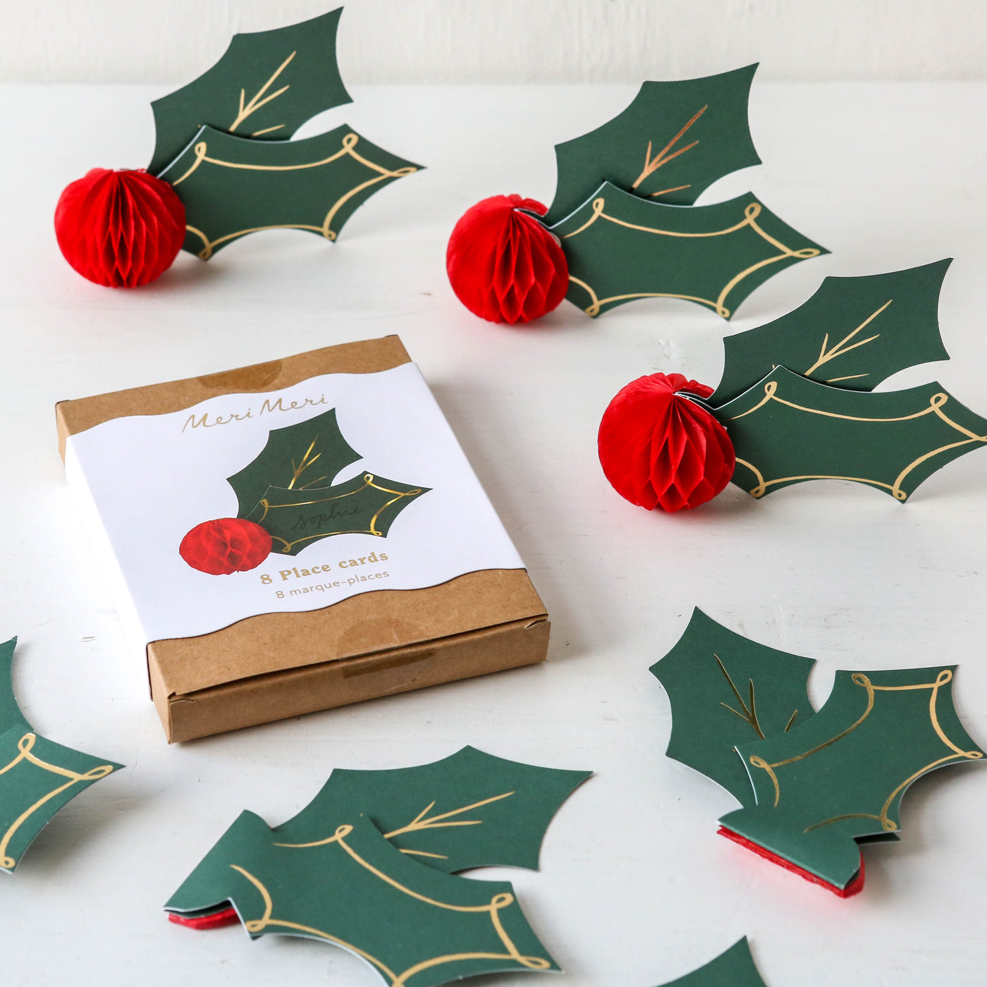 Holly Honeycomb Place Cards by Meri Meri